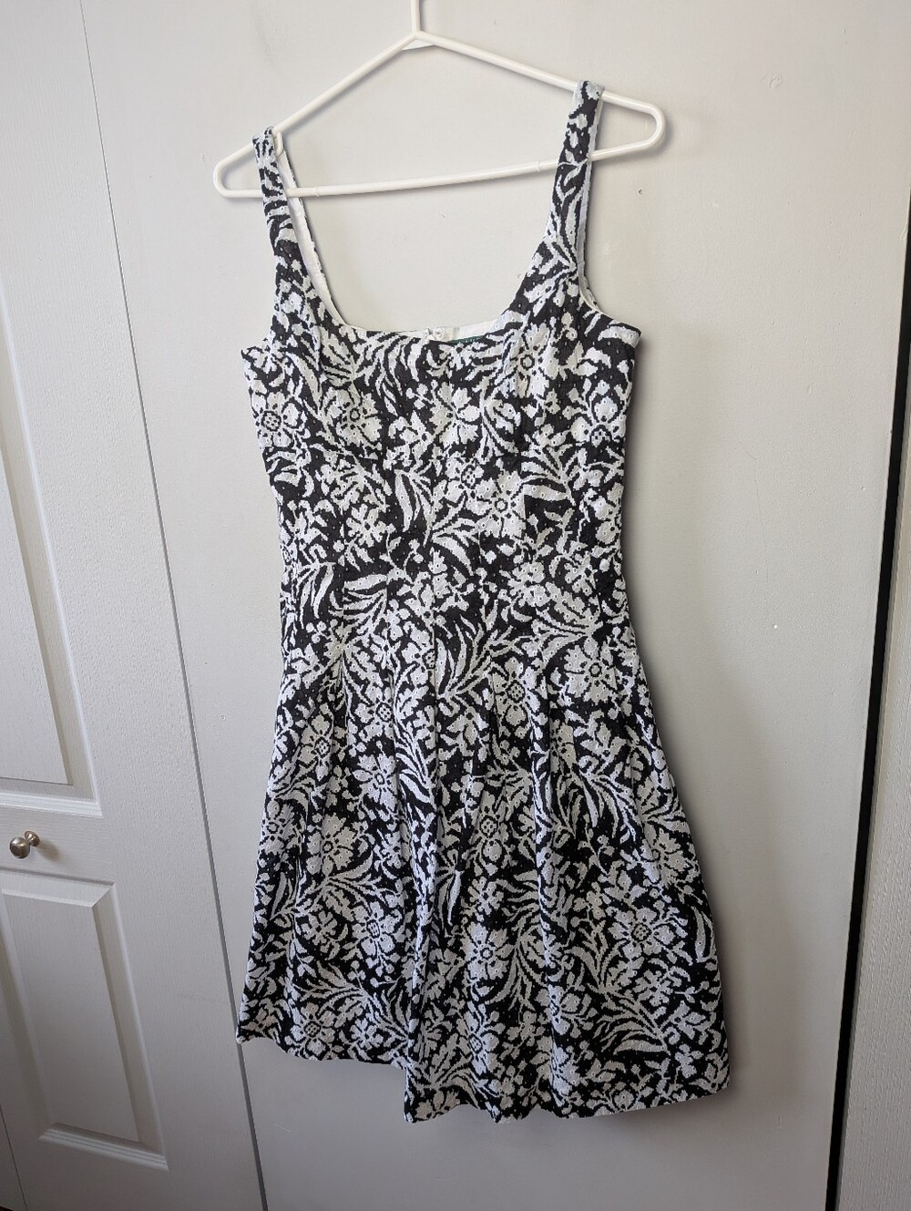 LAUREN RALPH LAUREN Women Dress Mini Floral Black And White 100% Cotton Size 10